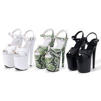 Sandales sexy d'été pour femme, style gothique, à bride cheville, bout ouvert, plateforme 20 cm, motif serpent, rehaussantes, pour cross-dresser et strip-teaseuse