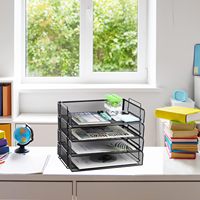 Accessoires de bureau Foska plateau de fichiers à chargement frontal empilable fil de maille métallique A4 porte-documents pour bureau maison école salle de classe