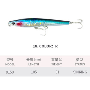105mm 31G 3D yeux dur appât plastique PVC naufrage saumon de mer daurade carassin carpe rivière lac matériel de pêche sandre bar de mer - Product Image 4