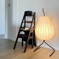 Lampe de sol en tissu LED de style asiatique en forme de poire pour salon