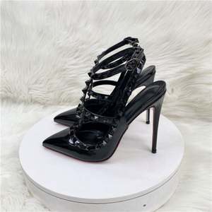 Nouvelles sandales d'été 2026 à talons hauts pour femmes, 12 cm, à bout pointu, talon aiguille, compensées, imperméables, rehaussantes, sexy, décorées de rivets - Product Image 3