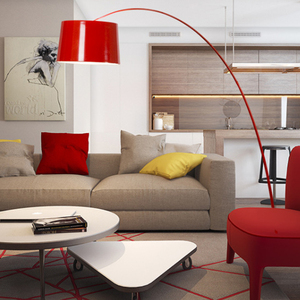 Hiện đại cong uốn cong cực ánh sáng sắt sợi ARC Đèn sàn Đen Trắng Đỏ Vàng bóng râm E27 - Product Image 4