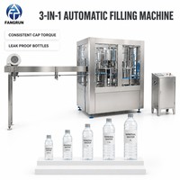 Machine de rinçage, remplissage et bouchage automatique de bouteilles d'eau potable pure et minérale en PET, certifiée CE, pour l'industrie sanitaire