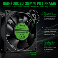 Ventilateur de refroidissement pour armoires réseau Everflow haute vitesse et grand débit d'air (CFM) AC 12038 120x120x38mm 115V 220V 380V, ventilateur AC à branchement direct