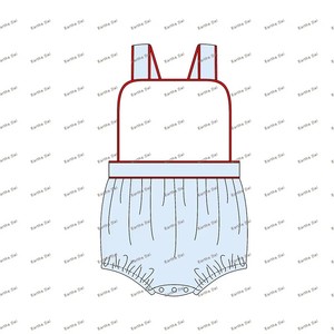 Set di Abbigliamento per Neonata, Tutina con Bordo Rosso Ric Rac per il 4 Luglio, Vestitino in Cotone per Neonata - Product Image 6