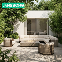 Ensemble de canapés décontractés modernes pour balcon ouvert, mobilier d'extérieur pour complexe hôtelier, canapé de jardin de luxe pour hôtel, canapé en aluminium et corde pour villa et cour
