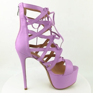 Sexy Hollow Out Back Zip Platform Thin Heel Women <b>Sandals</b> Round Toe Summer Dress Shoes for Lady Dating Shoes Big Size 47 - Product Image 6