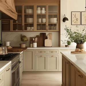 Mobili da <span class=keywords><strong>Cucina</strong></span> Rustici in Legno Grezzo più Venduti Set di Armadietti Ecologici in Legno con Finitura Atossica per Cucine Stile Rustico - Product Image 1