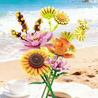 Ensemble de blocs de construction DIY pour bouquet de fleurs, roses, tournesols, tulipes, fleurs en briques, décoration de la maison, cadeau, jouet, vente en gros, jouets pour enfants 26111-26274