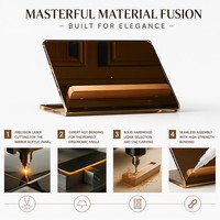 Support de menu en acrylique transparent de qualité supérieure avec base en bois de hêtre naturel, support de menu incliné en forme de L pour la présentation sur la table des restaurants