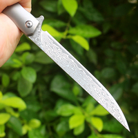 Couteau de poche pliant industriel DIY de haute qualité en acier Damas VG10 avec manche en titane - OEM disponible - Polyvalent pour la survie en extérieur