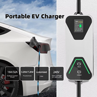 Chargeur EV portable de type 2 32A, courant réglable, câble homologué TUV, charge programmée, câble de charge 7 kW