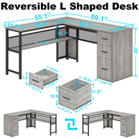 Grand bureau de jeu en bois pour le bureau à domicile, poste de travail informatique avec tiroirs et étagère de rangement, solution de mobilier et de rangement