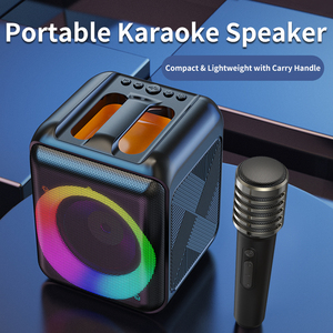 Party <b>Speaker</b> <b>with</b> RGB Flashing Lighting Strong Subwoofer Karaoke Machine <b>with</b> <b>Microphones</b> Family Kids Gifts - Product Image 4
