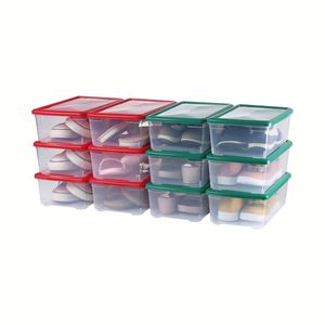 Set 17 Modern Square Clear Plastic Injection Molded Storage Jars Kitchen Organizer Grains Beans Fresh Food Refrigerator Sealed - Product Image 1
