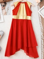 Costume lyrique pour enfants de 6 à 16 ans, robe de danse de salon moderne, sans manches, style rond, tenue de fête, compétition de danse