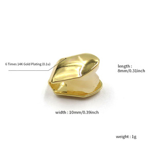 G-004 Grillz <span class=keywords><strong>en</strong></span> laiton, vente chaude, bijoux hip-hop <span class=keywords><strong>en</strong></span> alliage doré, capuchon pour une seule <span class=keywords><strong>dent</strong></span>, plaqué <span class=keywords><strong>or</strong></span> véritable, vente directe d'usine - Product Image 3