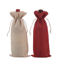 Sac à vin en lin réutilisable avec cordon de serrage OEM, de qualité supérieure, pour l'emballage de cadeaux de vin, cadeau de mariage
