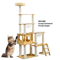 Rak Panjat Kucing Besar Model Kapsul Luar Angkasa, Tempat Tidur Hewan Peliharaan dari Papan Kayu Padat, Tiang Garukan Kayu, Perlengkapan Hewan Peliharaan, Mainan Kucing, Laris Manis