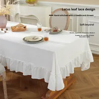 Nappe rectangulaire polyvalente de couleur unie de style moderne, couverture en tissu à bords froncés faite à la main
