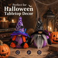 Poupée en peluche Gnome vampire sans visage pour Halloween, décoration de table Gnome sorcière, ornement chapeau araignée pour la décoration de fête à domicile