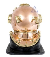 Casque de plongée antique en cuivre et laiton de la Royal Navy, modèle U.S. Navy Mark V, taille réelle 18 pouces, 100% fait main, forme ronde, décoration d'intérieur