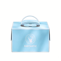 Boîtes à gâteaux en papier bleu imprimées sur mesure avec logo, taille et couleur personnalisées, en gros, emballages alimentaires portables pour boulangerie avec poignée pour pâtisserie