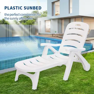 Kursi santai pantai ART1244, Kolam renang plastik kursi matahari luar ruangan furnitur Modern dapat dilipat