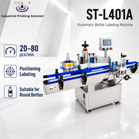 Imprimante d'étiquettes automatique IPS ST-L401A pour le positionnement d'étiquettes sur des bouteilles rondes, applications d'étiquetage simple et double face