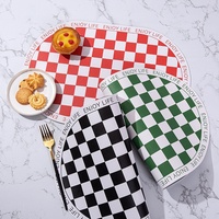 Set de table en cuir PU à carreaux, isolant thermique, anti-brûlure, imperméable, résistant à l'huile, style occidental classique pour mariage, fête, banquet