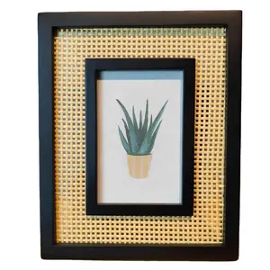 Wholesale rattan wooden photo/picture/art frame display picture frame desktop/wall 4*6" custom size