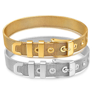 Correa de reloj de malla de acero inoxidable, hebilla ajustable de 10mm para hombres y mujeres, accesorio de joyería - Product Image 1
