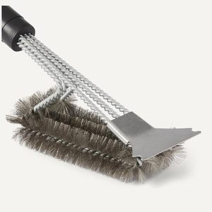 Brosse de nettoyage pour barbecue en acier inoxydable, sans poils, avec grattoir, accessoires pour grillades et fours - Product Image 3