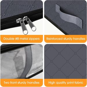 3 Pack 40L Large Clothes <b>Comforter</b> Storage Containers with Clear Window Under Bed Storage Bags for Bedding Organization - Product Image 3