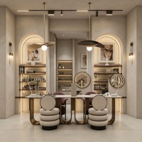 Aménagement intérieur de salon de beauté, décoration complète personnalisée de la pièce, station de manucure, aménagement de vitrine, rénovation de salon de coiffure