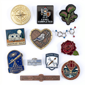 Fabricantes de broches de China: Sin mínimo de compra, aleación de zinc, estilo antiguo y moderno, personalizado, en blanco, artesanía metálica, insignia de moneda de dibujos animados para diseños lindos - Product Image 3