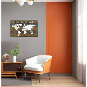 L'aventure de décor de carte du monde en bois rustique de PARISLOFT vous attend, Decoartive World Map Wall Plaque Sign Decor, 28x16.75 Inches - Product Image 4