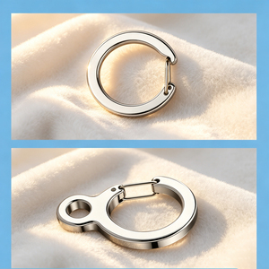 Stainless Steel Round Carabiner Keychain Luxury Hard-Wearing Metal <b>Key</b> <b>Ring</b> - Product Image 3