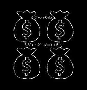 Hot Fix Pink Motif Rhinestone Money Bag Design Iron-On Transfer <strong>Dollar</strong> Applique for T-Shirts and Bling Accessories - Product Image 6
