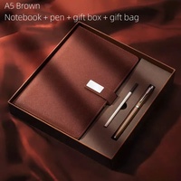 Carnet de notes de luxe personnalisé avec logo promotionnel en cuir PU, agenda A5, journal de bureau, papeterie d'affaires, coffret cadeau avec stylo