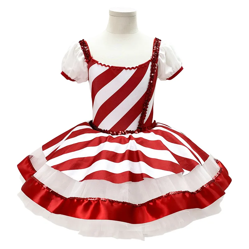 P0018 High Quality Ballet Tutu Girls Candy Bar Party Wear Child Cute Red And White Performance Dancewear