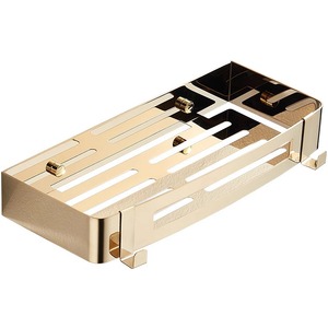 Étagère murale de salle de bain en acier inoxydable, support de rangement de luxe doré pour toilettes, lavabo, miroir, 2 niveaux - Product Image 5