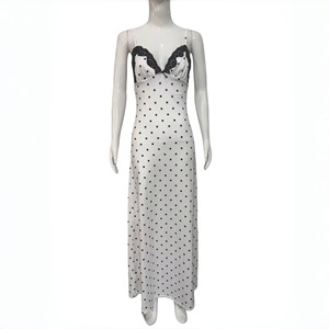 Vestido francés retro sexy con cuello en V y lunares <span class=keywords><strong>para</strong></span> mujer, diseño ajustado con encaje, vestido de verano de cintura alta - Product Image 5