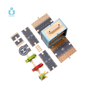 Jouets éducatifs pour garçons, avion miniature en <span class=keywords><strong>bois</strong></span>, hélicoptère, modèle de jeu d'imitation avec <span class=keywords><strong>garage</strong></span> de stationnement pour enfants, jouet avion - Product Image 2