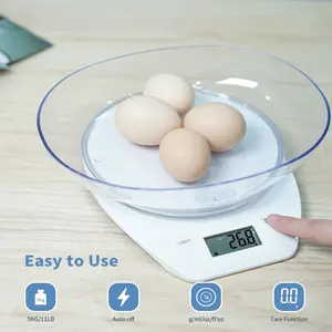 Hot Sale 5kg Electronic Food Scale Glass Etekcity Digital Food Kitchen Accuate Scale With Bowl