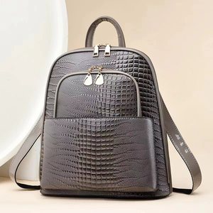 Design <b>Waterproof</b> Lady Laptop <b>School</b> Bag Alligator Leather <b>Backpack</b> Bag 2026 Custom Fashion for Women PU Polyester Zipper 5pcs - Product Image 6
