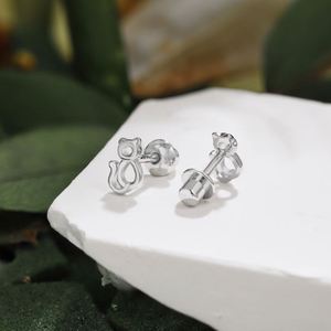 Dylam New Arrival Hypoallergenic Nickel Free 925 Sterling Silver Kid Children 5A CZ Cubic Zirconia <b>Cat</b> Stud <b>Earrings</b> - Product Image 5