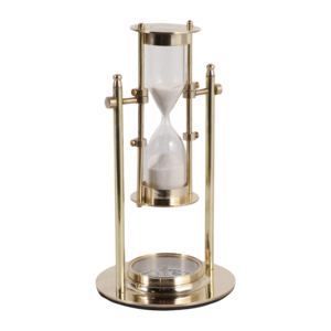 Clessidra in ottone con base a bussola per decorazioni casa e ufficio, timer da 30 minuti - Product Image 2