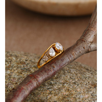 JINYOU 7738 Größe 678 Modischer Edelstahlring 18k Vergoldet mit Zirkonia-Besatz für Damen