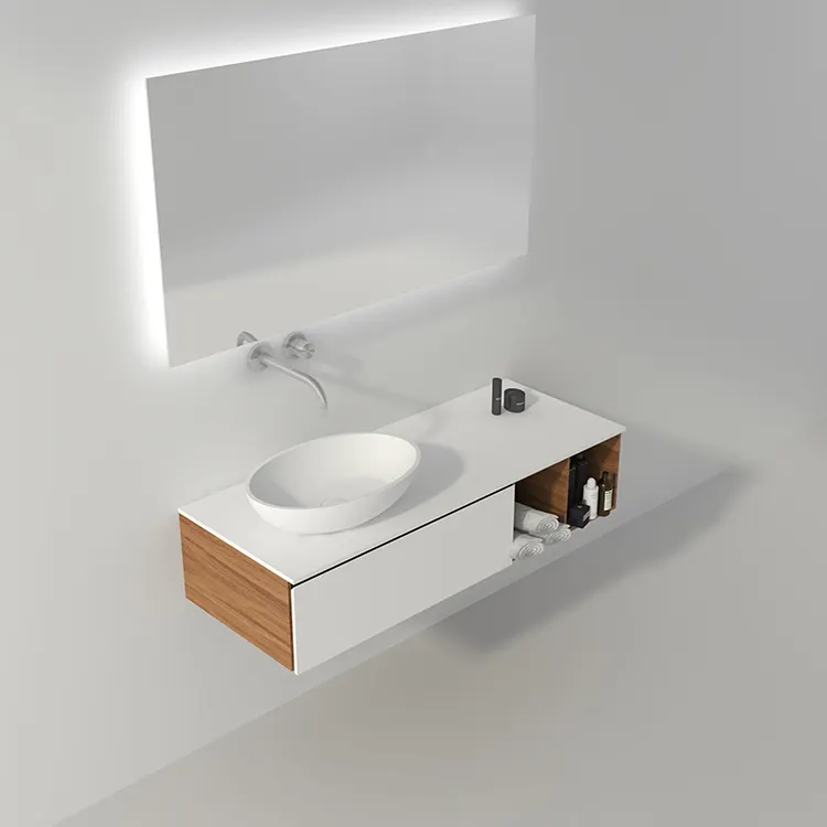 BS-8333 Bathroom Customized Mini Version Bathtub Fantastic Countertop Oval Solid Surface Stone Wash Basin Small Lavatory Sink